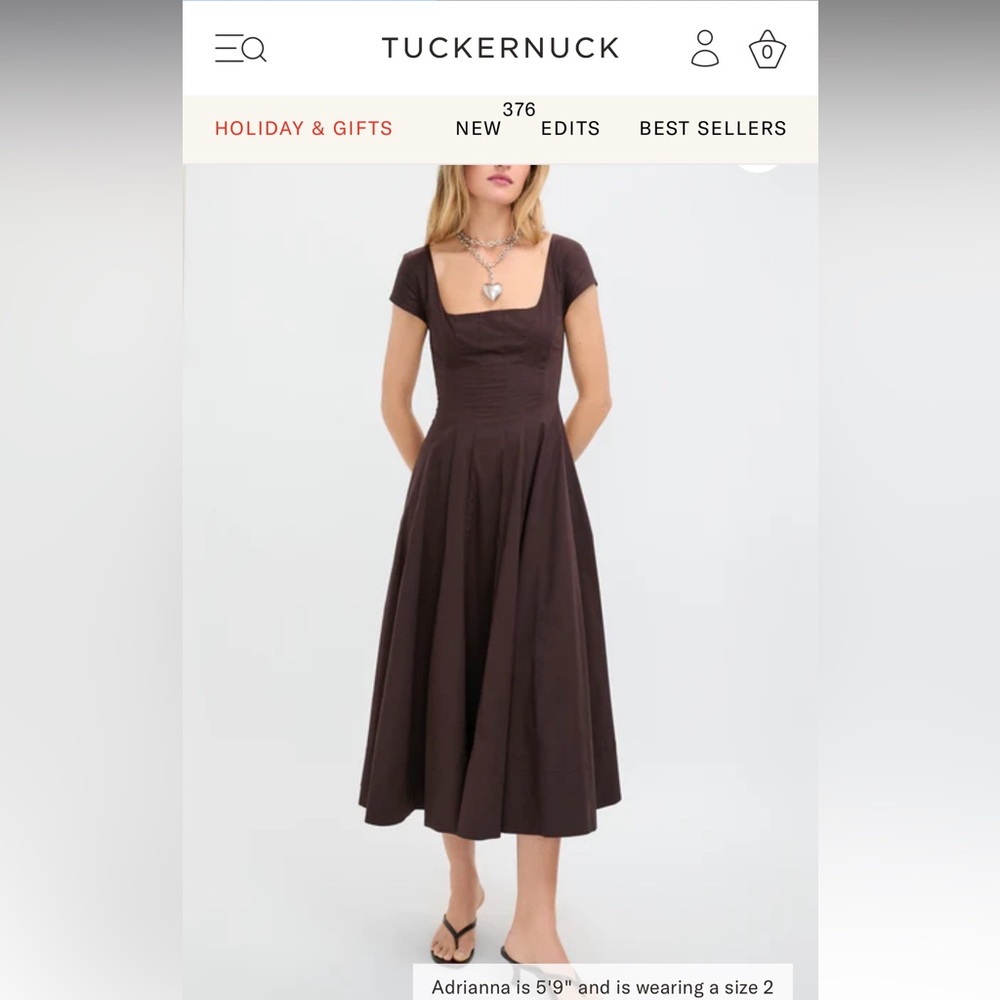 STAUD Chocolate Brown Midi Dress